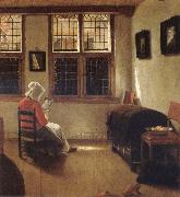 Pieter Janssens Elinga Woman Reading oil on canvas